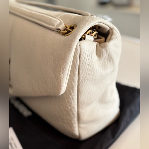 YVES SAINT LAURENT YSL LARGE CALYPSO LEATHER BAG CREMA SOFT NEW - Picture 7 of 16
